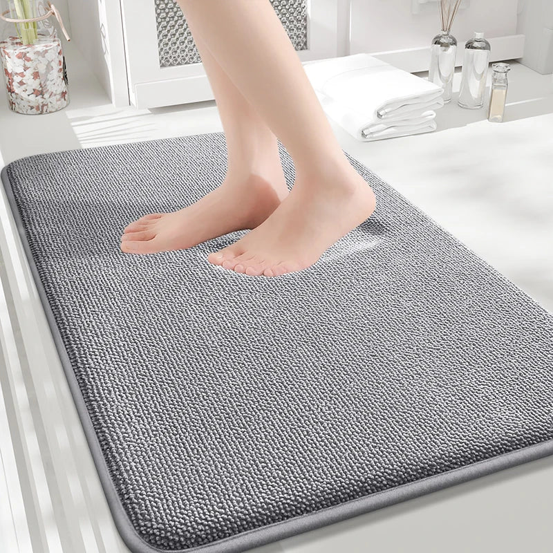 YFL Extra Soft Shower Mat Rug Thick Memory Foam Eco-Friendly Rubber/PVC Backing Modern Design Quick Dry Solid Pattern