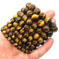 Factory Sales Gemstone Pulseras Beaded Bracelet En Cuir 8MM 10MM Round Natural Stone Beads Yellow Tiger Eye  Bracelet Men