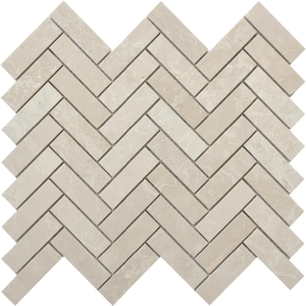 12"x12" Modern Cream Marfil Marble Honed Basketweave Parquet Mosaic Tile with Black Dots for Interior Wall and Hotel Use