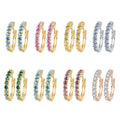 KH090 Abiding Jewelry Gold Plated 925 Sterling Silver Huggies Earrings Different Color Gemstone Women Ladies Hoop Earrings