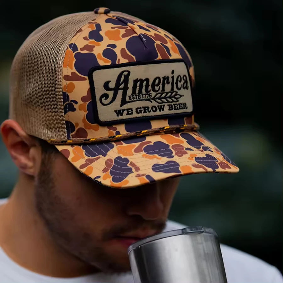 Custom Wholesale Leather Embroidery Patch Mens Mesh Caps Hats 5 Panel Camo Richardson 112 Trucker Hats