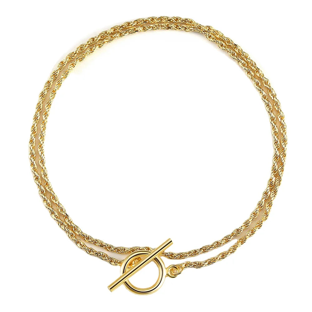 SB121 Handmade 14K Gold Plated Italian OT Toggle Clasp Diamond-Cut Braided Chain Bracelet for Men Women Solid 925 Jewelry