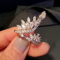 Huitan Custom Trend Sparkling Marquise Cut Cubic Zirconia Opening Ring for Women Wedding Engagement Silver Plated Cocktail Rings