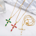 Collar Fashion 18K Gold CZ Diamond Colourful Cubic Zirconia Pendant Cross Necklaces for Women