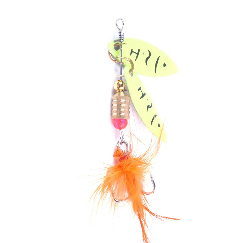 Wholesale SP027 8cm 4.5g Metal Spinner Bait Spoon Fishing Lure with Feather Hook
