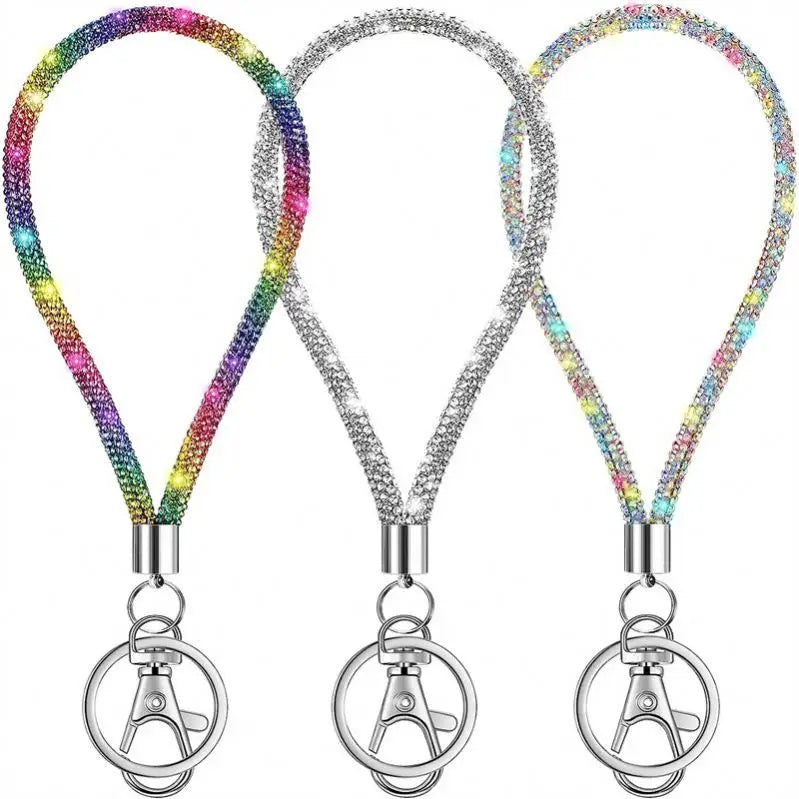 Shiny Rhinestone Wristlet Keychain Wristlet Lanyard Key Chains for Women Bling Diamond Lanyards Keychain Car Key Wallet Keyrings