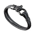 Light Luxury Men's Microfiber Leather Braid Bracelet Stainless Steel Customizable Business Banquet Style Factory Fashion Wrap