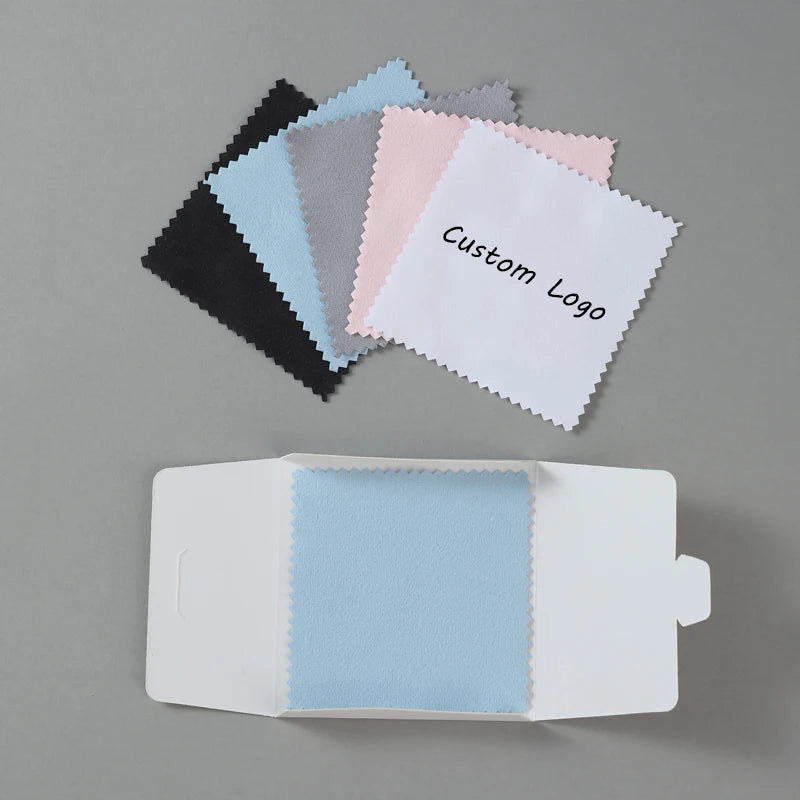 High Quality Silver Microfiber Jewelry Polishing Cloth Custom Logo Available in Pink White Green for Cleaning Jewelry