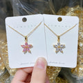 Fashion Classic Jewelry Gold Plated Stainless Steel Pendant Necklace Color Flower Zircon Necklace for Women