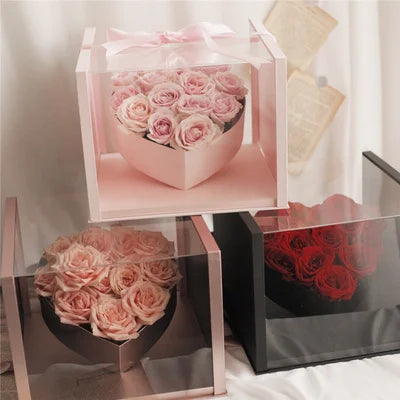 Wholesale Valentine's Day Gift Box for PVC Clear Box Flower Rose Packaging Gift Box