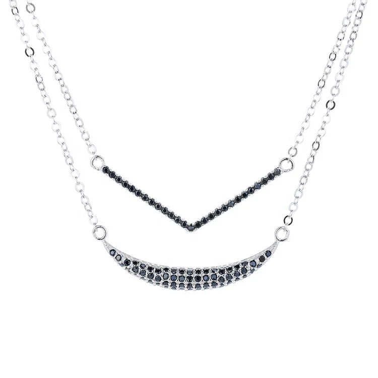 Fine Jewelry Famous Smile Necklace Sterling Silver 925 Double Layer Chain Necklace for Girls