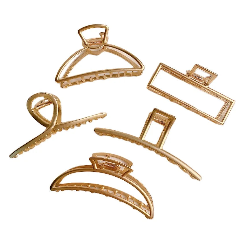 Large Gold Designer Hair Claw Clips Custom Ladies Barrette Gold Metal Hair Claws Hair Pins Accessory Simple for Women Girls