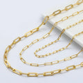 925 Sterling Silver 14k Gold Plated Men Simple Chain Necklace Genuine 22inches Paper Clip Chain for Unisex