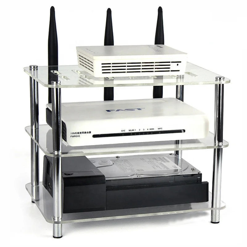 Transparent Acrylic Wireless Router Cooling Rack Set-top Box Bracket Three or Four Layers of Partition Simple Fashion Shelving
