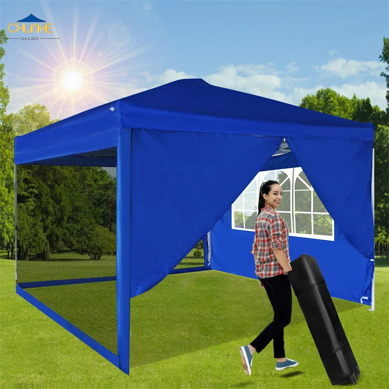 10x10ft Double Layer Oxford Fabric Modern Square Canopy Tent with Two Bedrooms Side Wall for Summer Outdoor Events Gatherings