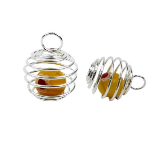 Lantern Spring Spiral Bead Cages Pendants Silver Gold Bronze Gunmetal Color Alloy for Necklace Jewelry DIY Finding Charms