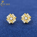 GRA Certified Hip Hop Push Back Gold Plated 925 Sterling Silver Iced Out Moissanite Mens Christmas Stud Earrings