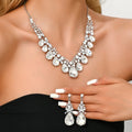 Glamorous Wholesale Accessories: Exaggerated Crystal Gem Necklace & Earrings Set  Fashionable European & American Style