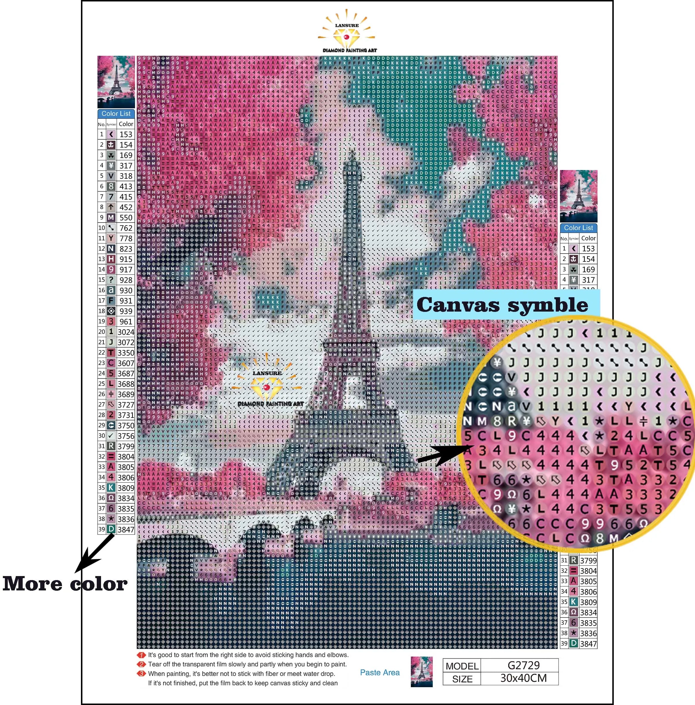 LS Hot Sale more Color 5D DIY Crystal Diamond Painting Kits Landscape Eiffel Tower Under Cherry Blossoms Paintings