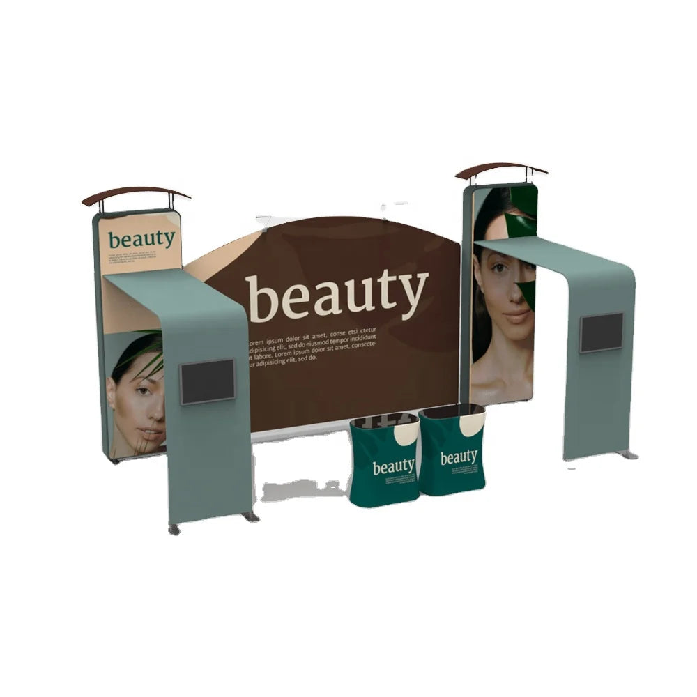 10x20ft Portable Trade Show Display Booth Beauty Unique Design Aluminum Frame Tension Fabric 2-3 Days Turnaround Time 4Monster