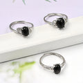 Natural Crystal Lovely Black Obsidian Oval Ring Exquisite 6*8mm Brass Adjustable Ring