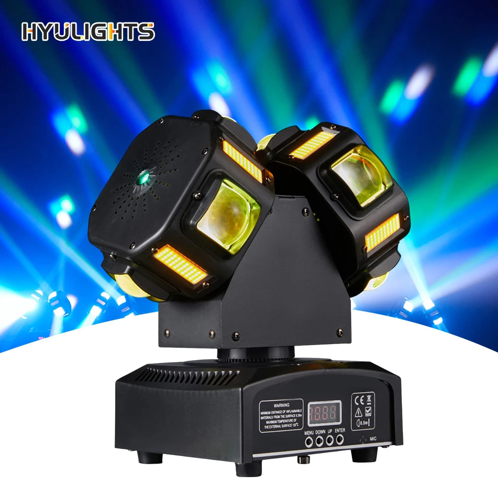 8x12W RGBW 3-in-1 Double Head DMX512 Moving Beam Light for DJ Karaoke Dance Hall KTV Disco Bar Stage Effects
