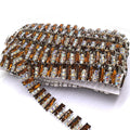 Wholesale Resin Gold Base Crystal Appliques Wedding Clothing Hand Craft Art Decoration Rhinestone Trim