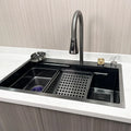 30 Inch Single Bowl Tiktok Trends Metal Grey Stainless Steel Kitchen Sink with Rainfall Faucet & Pull Lefton Kitchen Sink Set