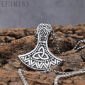 Water Proof Wheat Chain Box Chain Retro Antique Celtic Knot Viking Ax Stainless Steel Man Pendant Necklaces for Daily Wear