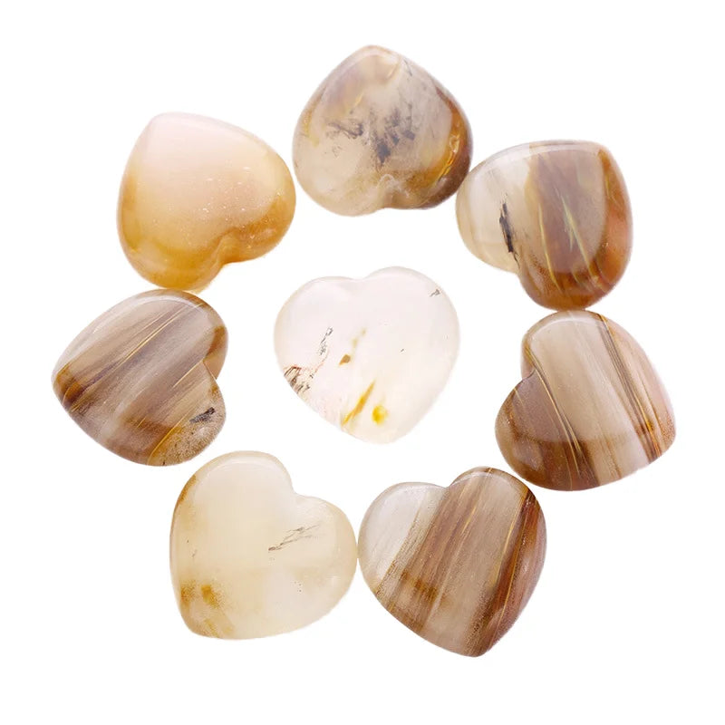 HZ STOCK ITEM 30mm Natural Puffy Birthday Gemstone Agate Heart