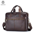 SCHLATUM Genuine Cowhide Leather Laptop Bag for Men Business Style Messenger with Zipper Closure Handbag MegaBDM