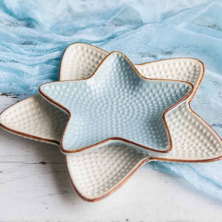 Star Shaped Dish Ceramic Tableware Dessert Salad Snack Bread Breakfast Plate
