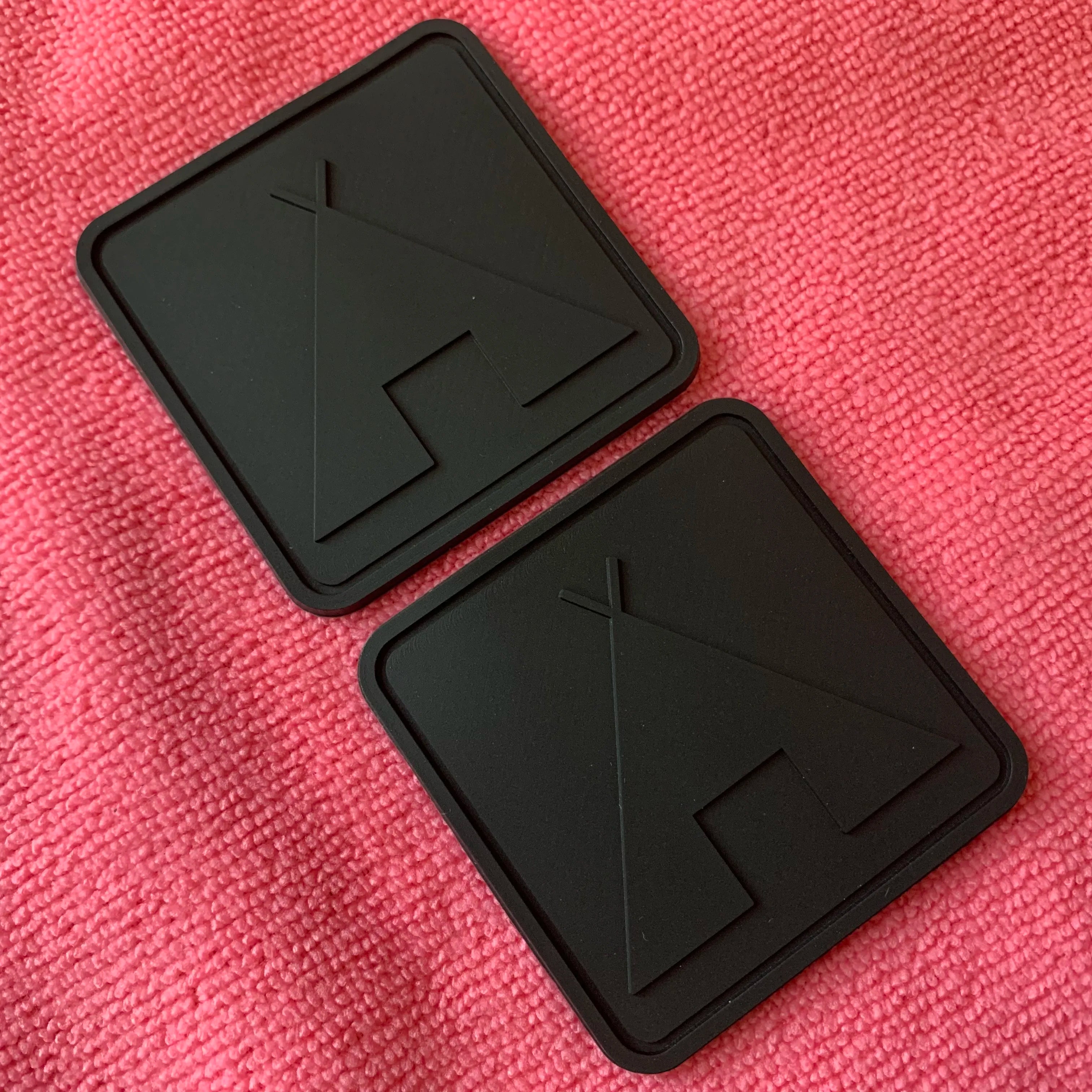 square Shape Round Corner All Black Rubber Patchhot Sell Convex logo Stitching PVC Rubber Badge for Backpack