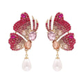 Korea Fine Jewelry Stud Earring 925 Sterling Silver Pin Gold Color Two butterfly Earrings Studs for Women