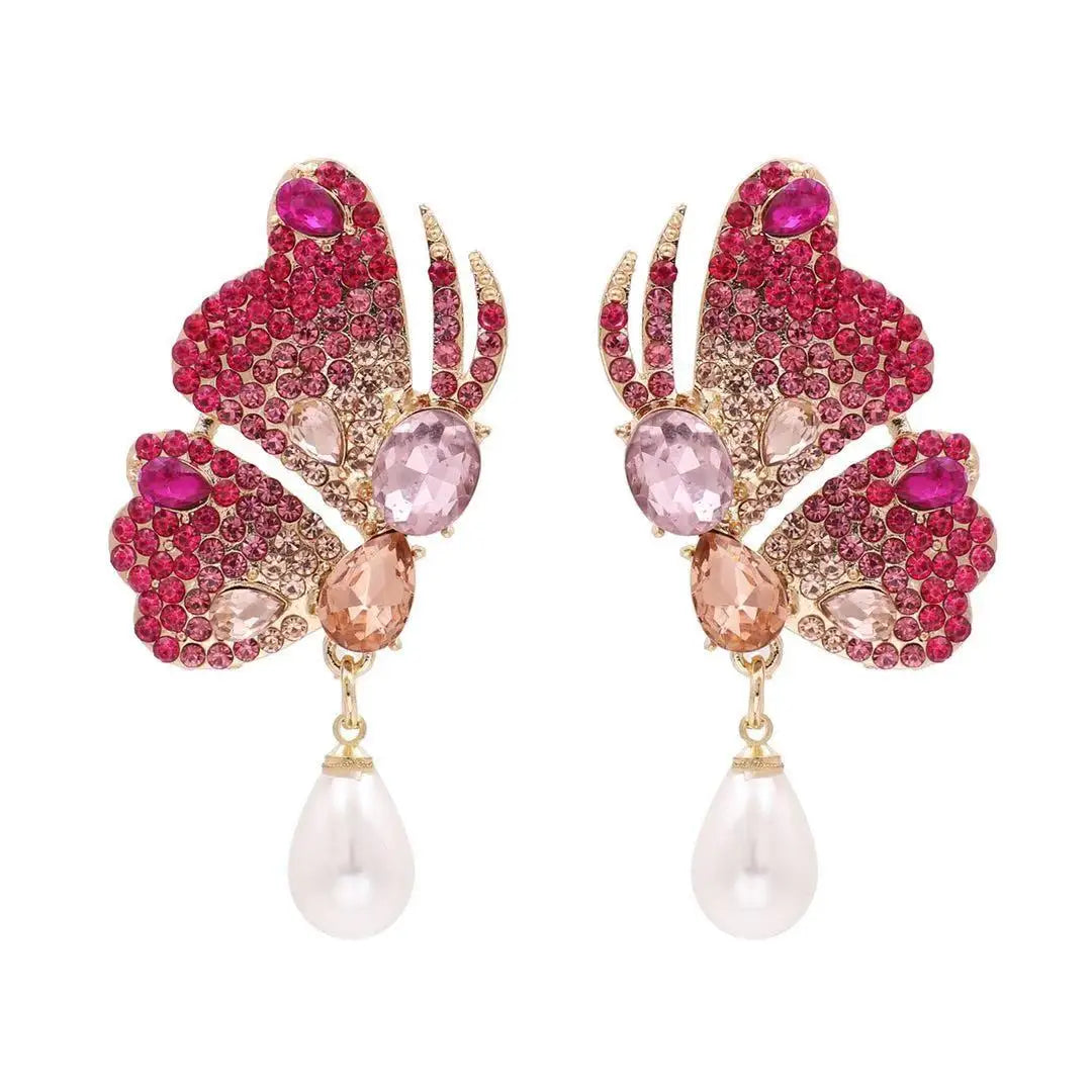 Korea Fine Jewelry Stud Earring 925 Sterling Silver Pin Gold Color Two butterfly Earrings Studs for Women