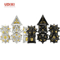 For Udixi Custom Logo 16mm Polyhedral Dungeons and Dragons RPG Metal Dice Set Pinwheel-Packaged in Metal Box