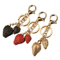 Fashionable Cute Metal Strawberry Key Chains Lovely Red Kawaii Enamel Fruit 3d Food Keychain Bag Charms Pendant for Girls' Gift