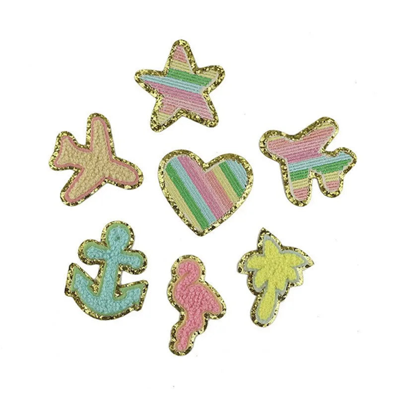 Laptop Bag Clothes Stick on Decorative Design Accessories Chenille Embroidered Sticker Patch Airplane Chenille Adhesive Patches