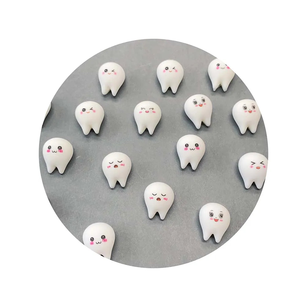 Kawaii Smiling Tooth Cabochons 24mm Resin Molar Cabochons for Shaker Decorations Nail Deco Slime Dollhouse Fairytale Cabochon
