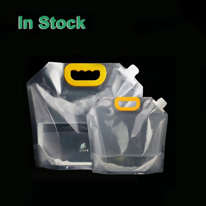 1L 2L 5L Clear Plastic Collapsible Stand up Portable Lightweight Water Storage Packaging Carrier Tank Container Bag With Spout