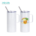 PYD Life 16oz Stainless Steel Wholesale Blank Custom Sublimation Skinny Tumblers Cups Straight with Lid Straw and Handle