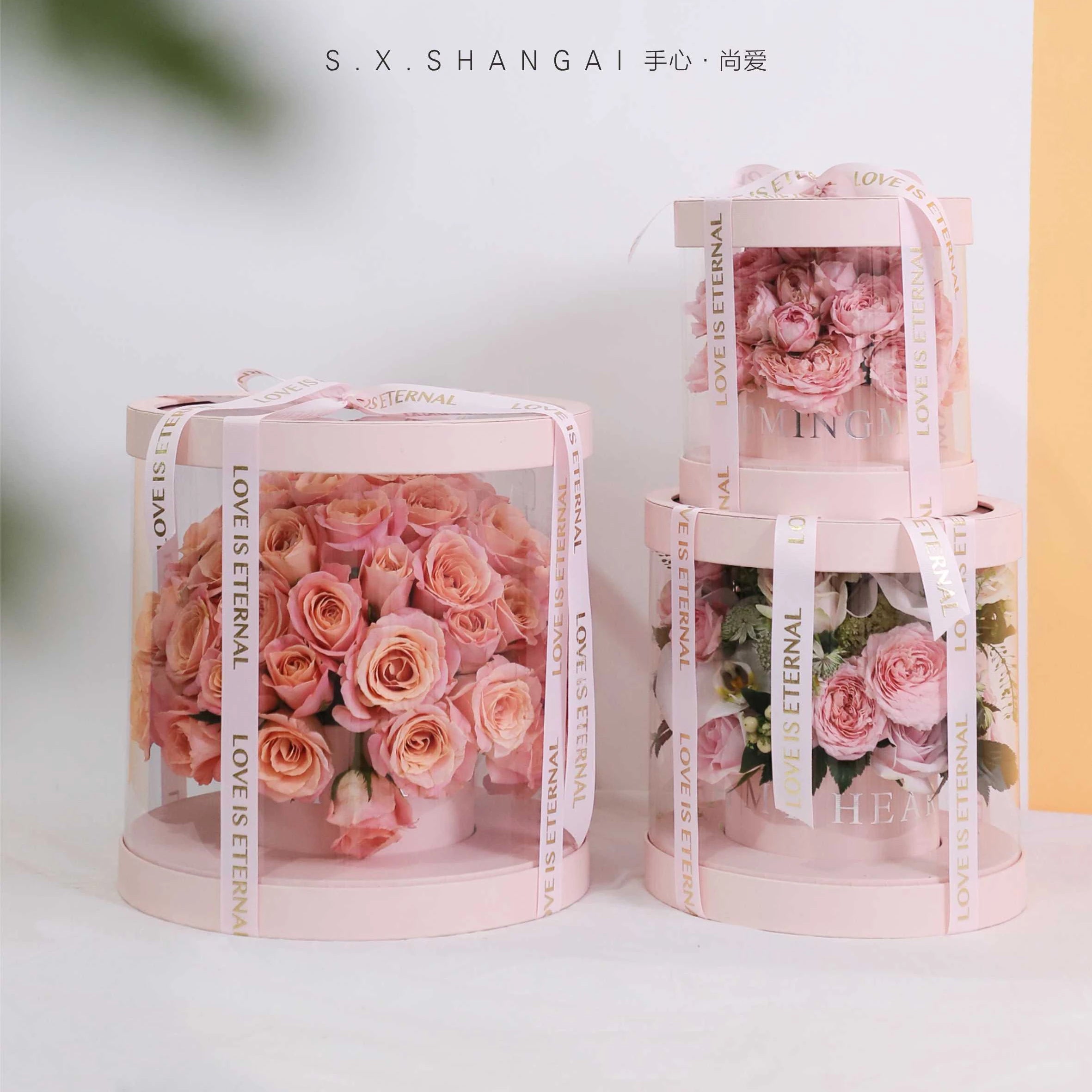 Thick Material Small Transparent Plastic Preserved Bouquet Packaging Round Gift Clear PVC Cylindrical Flower Box for Wedding