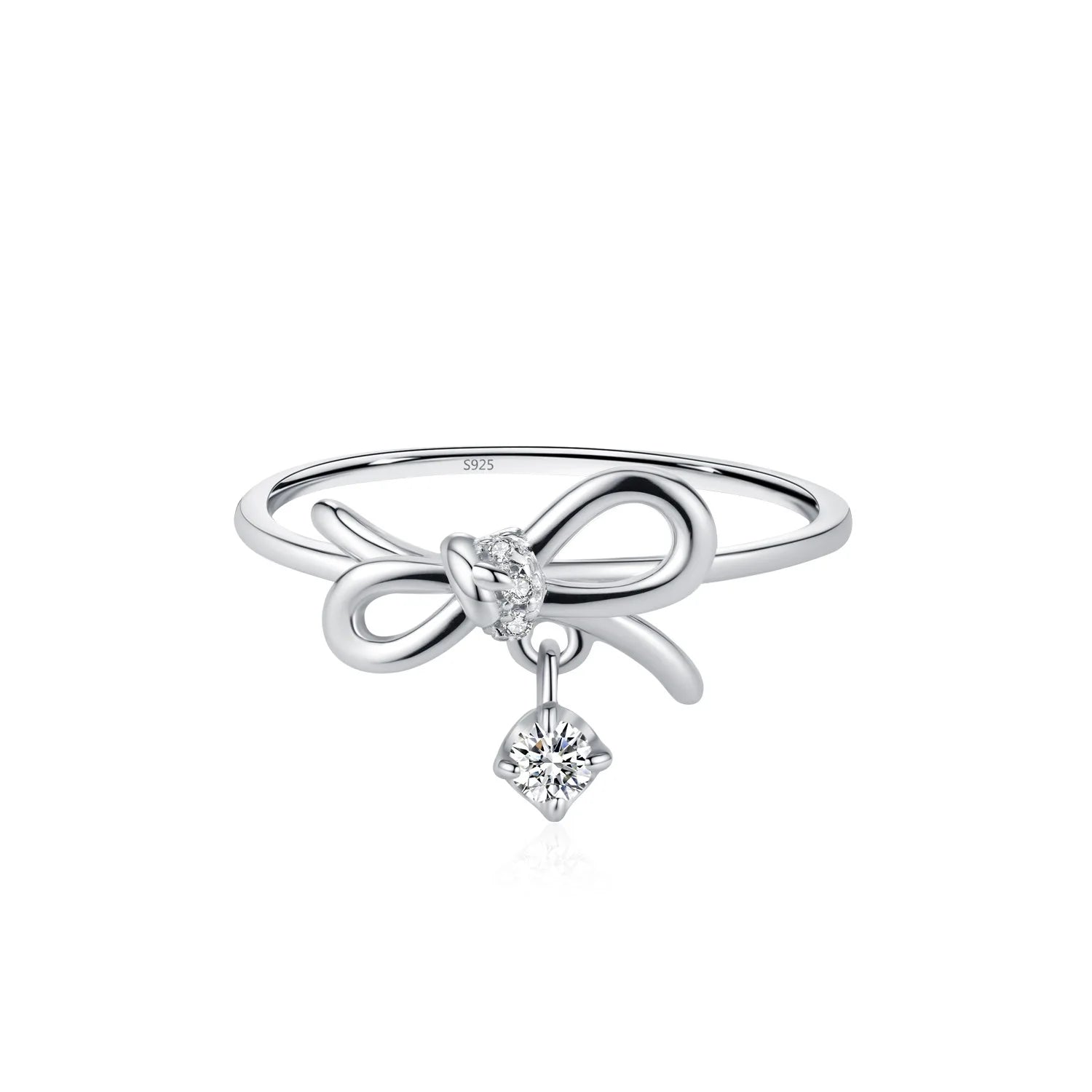 Fine Jewelry Wholesale 925 Sterling Silver 5a Zirconia Inlaid Hollow Bowknot Eternity Ring for Women