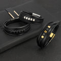 Adjustable Men's Leather Bracelet with Stainless Steel Magnetic Clasp Braided Genuine Leather Bracelet for Men