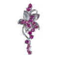 Luxurious Rhodium Plated Silver 925 Jewelry Natural Ruby Flower Pendant for Women Fine Pendants Charms