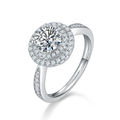 Xingyue Moissanite Jewelry 925silver Double-halo  Ring Set with 6.5mm Super Premium Colorless Round Moissanite