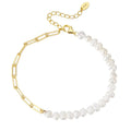 RINNTIN GPB01 Charm Jewelry Valentines Day Birthday Gifts Lady Cuban Link 925 Sterling Silver Baroque Pearl Bracelets