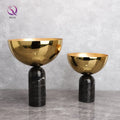 New Arrival Minimalist Gold Metal Fruit Bowl Marble Desktop Accessories Modern Art Flower Vase for Wedding Home Decor