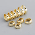 Simple Fashion Thick Chunky Hoop Earrings 6mm 7 mm 8mm 9mm 10mm 18K Gold Plated 925 Sterling Silver Hoop Earrings for Women