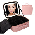 Women's Large Capacity Portable Travel Cosmetic Bag with LED Makeup Mirror Waterproof Makeup Bags Wholesale